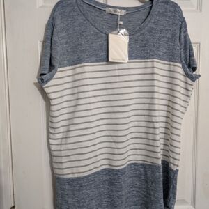 Blue and White Striped Top